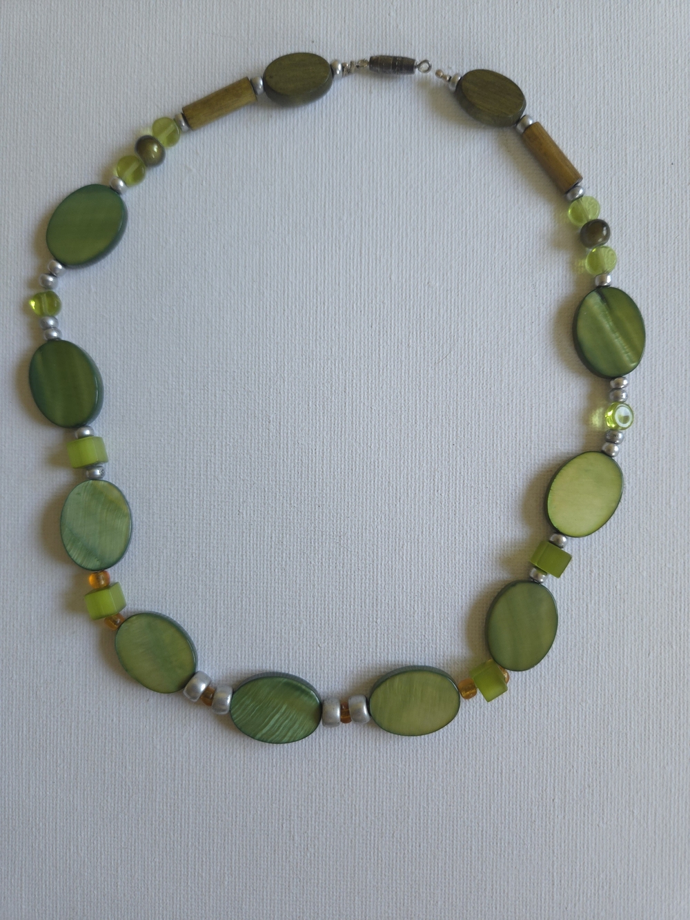Boho vintage Natural Green Bead Necklace